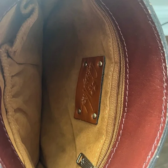 Patricia Nash NEW Venezia British tan magnetic Brown Floral Tooled Crossbody Bag - Picture 6 of 8